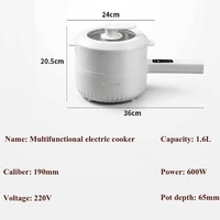220V kuchenka elektryczna wielofunkcyjny All-In-One Pot dwuwarstwowe urządzenie do gotowania makaronu domowego non-stick Pot gorący kociołek narzędzie kuchenne 1.6L 6